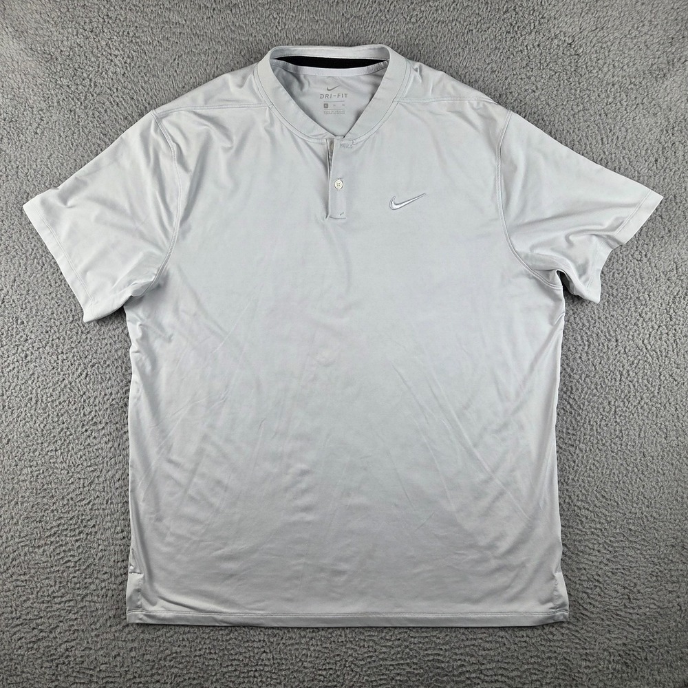 Nike Polo Shirt Mens XL Gray Blade Collar Golf Performance Stretch